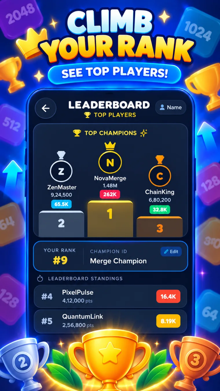 Chain Merge Classic leaderboard and player ranking screen