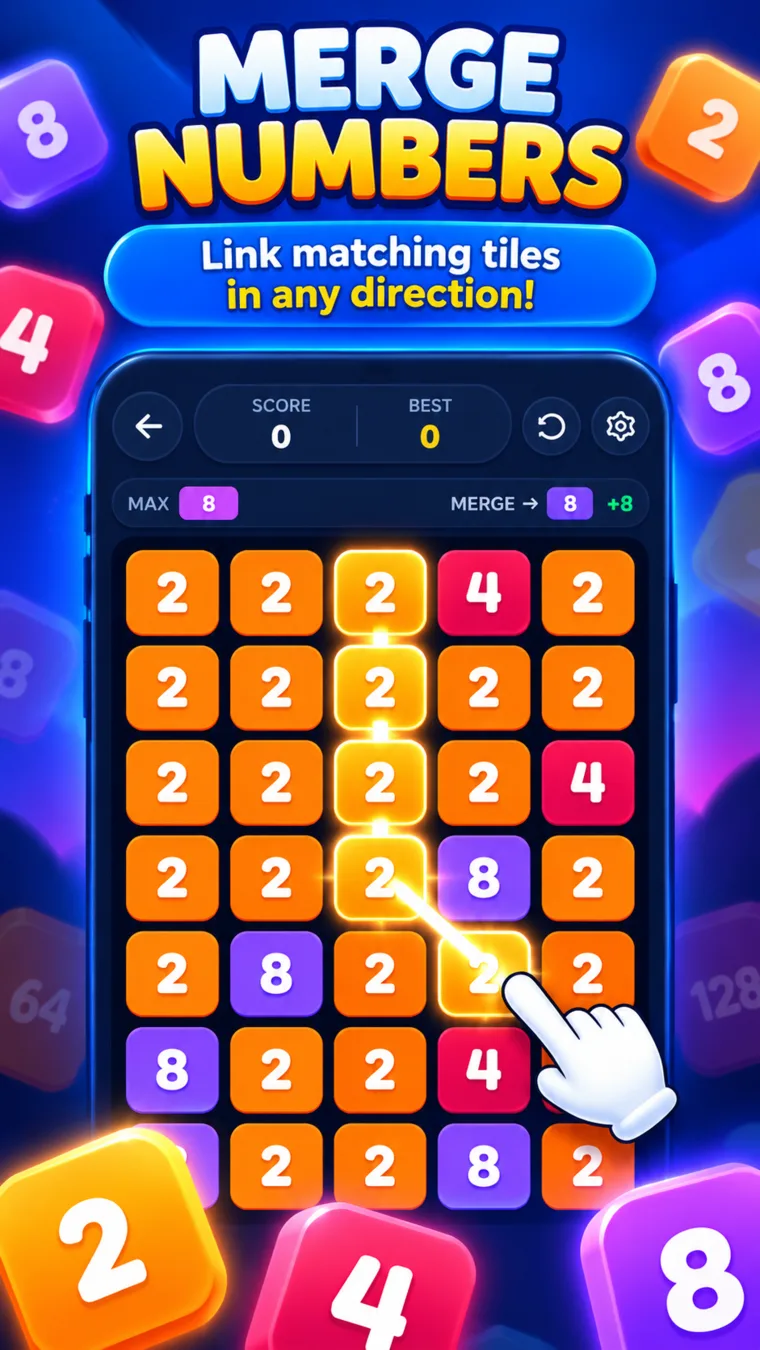 Merge matching numbers to build larger tiles
